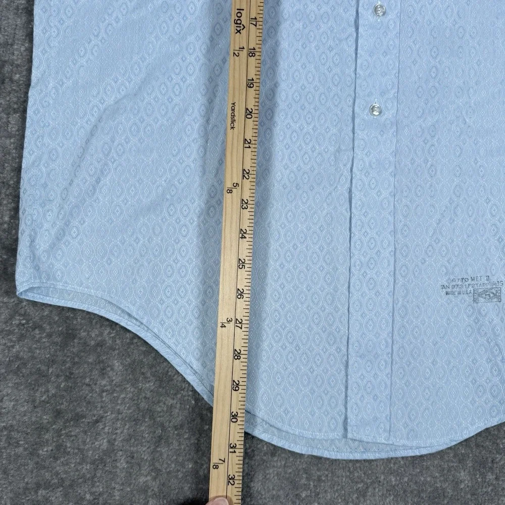 VTG Arrow Kent Collection Shirt Men's 16.5 35 Blue Geometric Sanforized USA Made - Picture 8 of 8